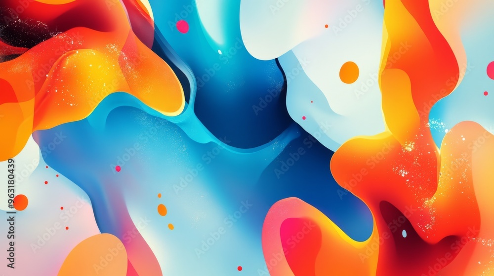 Fototapete detailed view of a digital graphic with overlapping shapes and vibrant colors, creating a sense of d