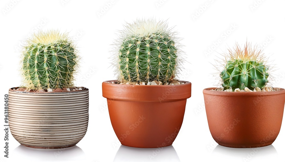 Poster clipping path for potted cacti - cacti isolated with full depth of field.