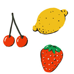 Cherry Lemon Strawberry illustration