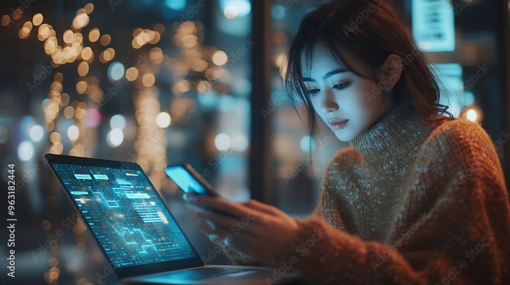 Leinwandbilder digital technology internet network connection big data digital marketing iot internet of things wom