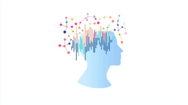 Predictive AI analytics, forecasting trends through machine learning, flat design illustration