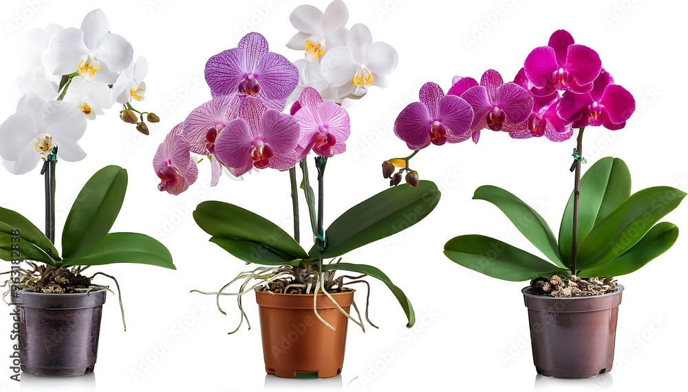 Aufkleber clipping path for potted orchids - orchids in pots cut out with full depth of field
