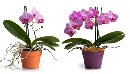 Clipping Path for Potted Orchids - Orchids in pots cut out with full depth of field