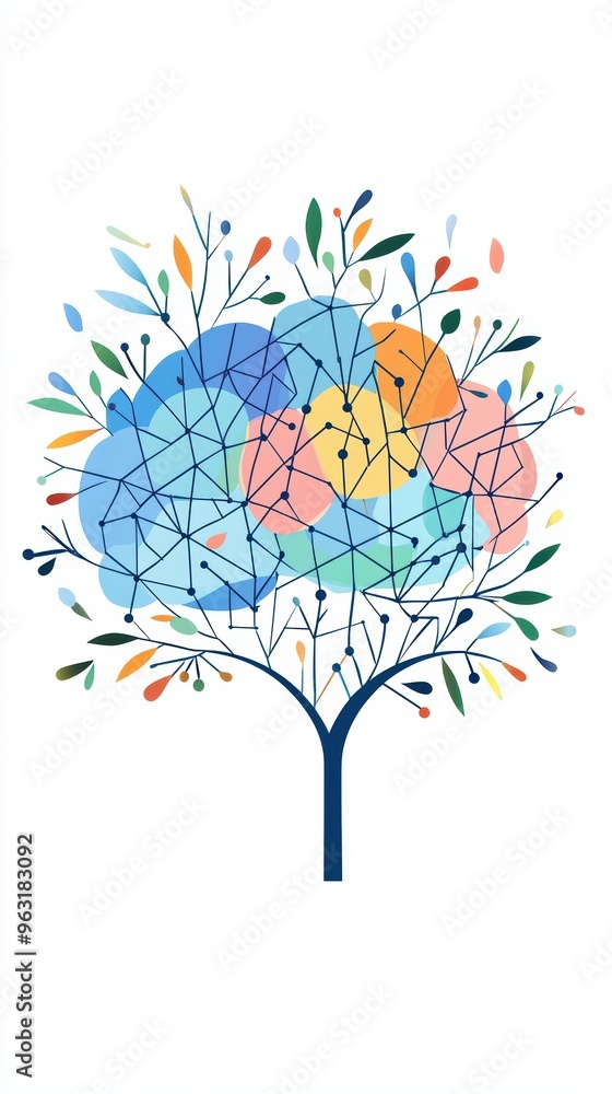 Aufkleber ai language models, machine learning improving natural language understanding, flat design illustrat