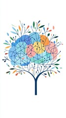 AI language models, machine learning improving natural language understanding, flat design illustration