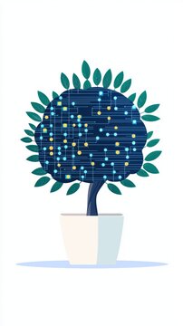 AI programming, coding machine learning models, flat design illustration