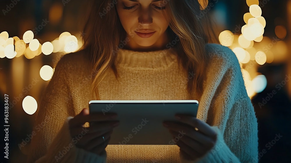 Poster business woman tablet and typing in office for corporate communication internet research and network