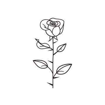 recommend clip art: Simple line drawing of a single rose.