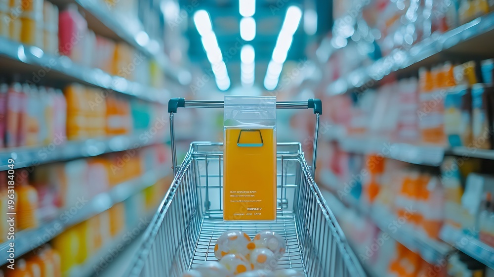 Poster customer add products to cart while online shopping via smart phone on store ecommerce marketing sup