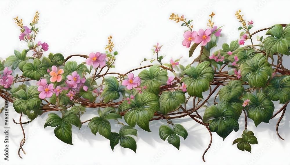 Poster clipping path for small flowering vines- - tiny flowering vines cut out with full depth of f