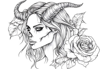 Black and white artistic skull logo. Can be used as tattoo.