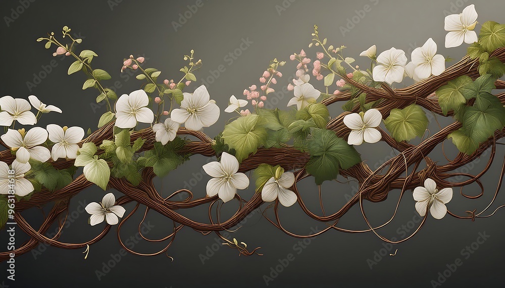Poster clipping path for small flowering vines- - tiny flowering vines cut out with full depth of f
