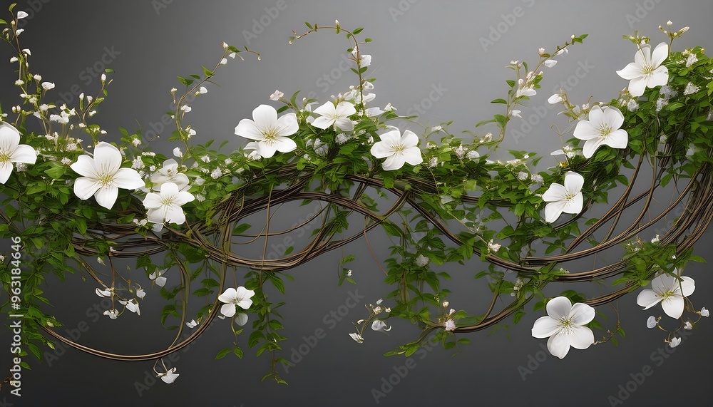 Poster clipping path for small flowering vines- - tiny flowering vines cut out with full depth of f
