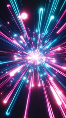 Neon Light Streaks Abstract Background.