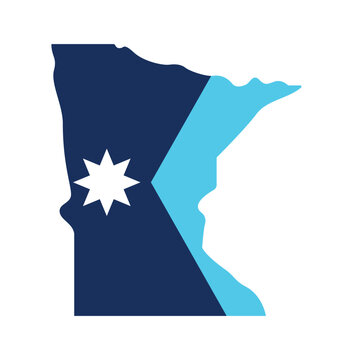 minnesota mn state map shape with new state flag transparent background