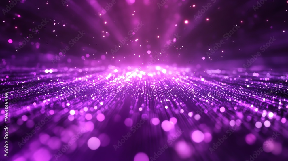 Poster Abstract Purple Bokeh Background with Sparkling Lights.