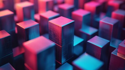 Fototapeta premium An artistic piece with Abstract Geometric Cubes and Vibrant Gradient Colors that captivate