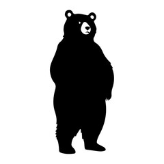 A bear standing stylish pose only black color silhouette