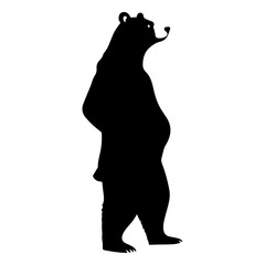 A bear standing stylish pose only black color silhouette