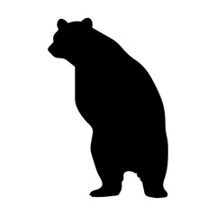 A bear standing stylish pose only black color silhouette