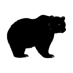 A bear standing stylish pose only black color silhouette