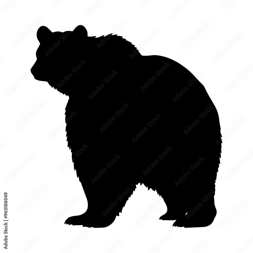 Canvas Prints a bear standing stylish pose only black color silhouette