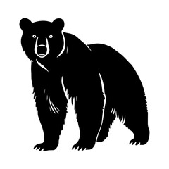 A bear standing stylish pose only black color silhouette