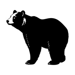 A bear standing stylish pose only black color silhouette