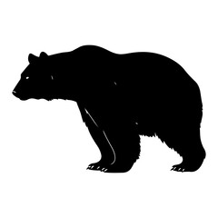 A bear standing stylish pose only black color silhouette