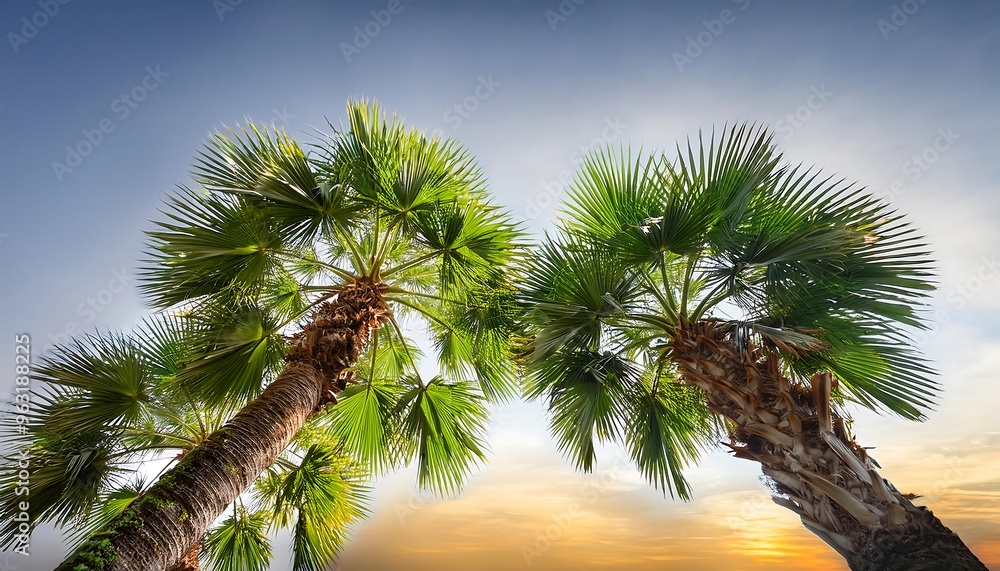 Poster clipping path for tropical palms - palm trees cut out with full depth of field.