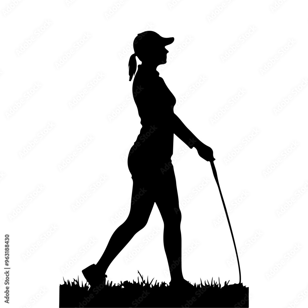 Canvas Prints a woman golf player vector silhouette isolated white background