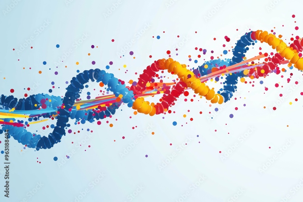 Aufkleber abstract human chromosomes with bright colorful lines extending from them symbolizing engineered gen