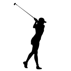 A Woman Golf Player vector silhouette isolated white background