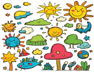 set of cartoon objects