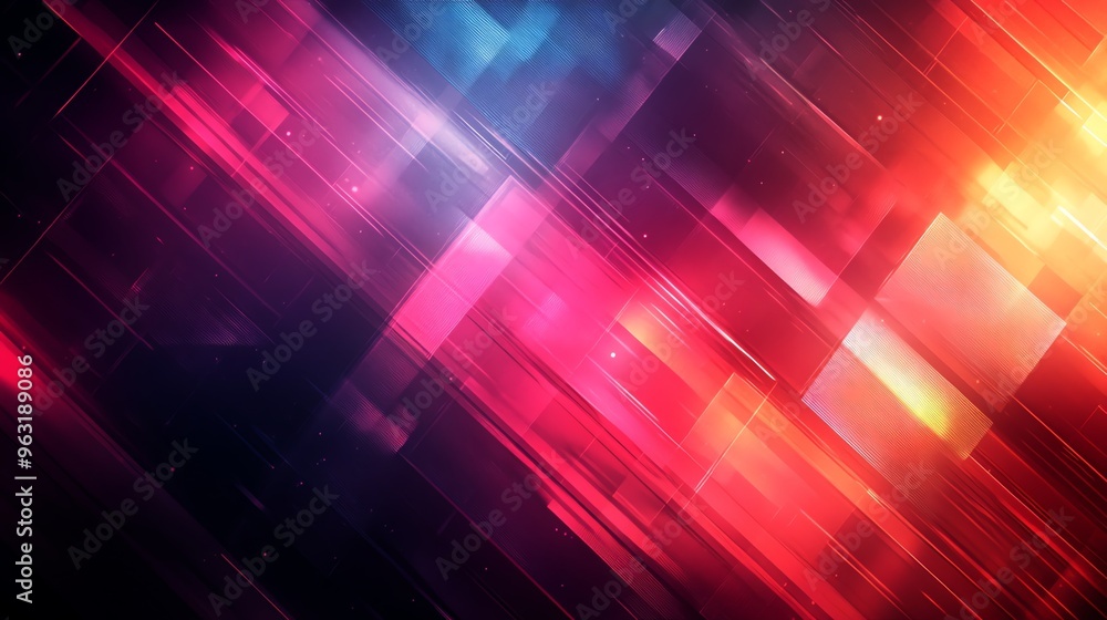Poster abstract red and blue diagonal lines background.