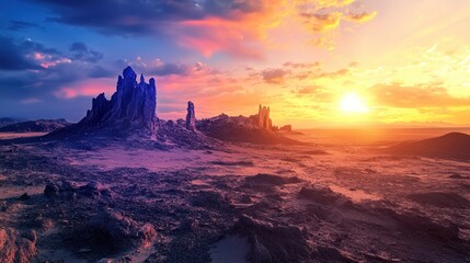 Sunset Over Rock Formations