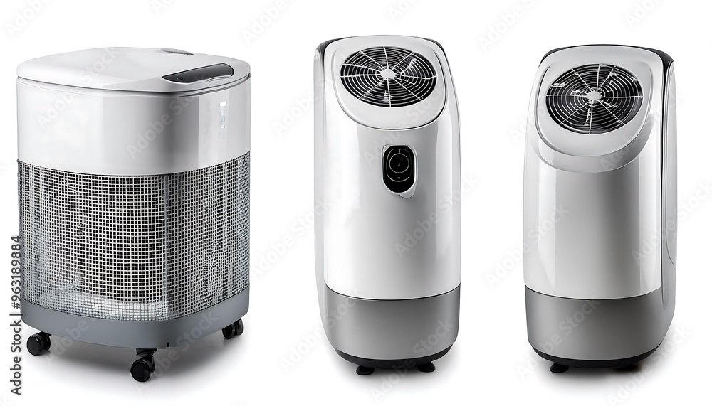 Poster epth of field in clipping path for air purifiers - air purifiers isolated with sharp f