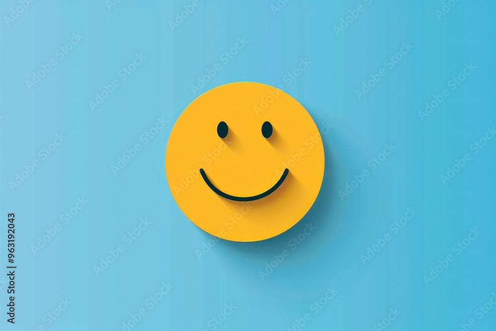 Wall mural smile yellow emoji minimalist graphic design