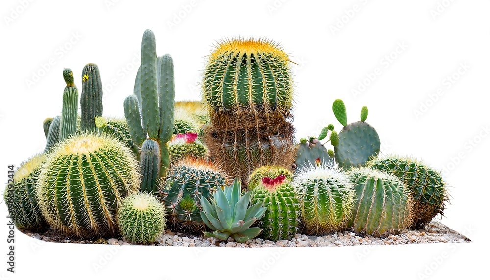 Poster depth of field in clipping path for cactus gardens- - cactus arrangements isolated with