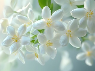 Obraz premium Delicate White Flowers in Bloom Capturing the Essence of Spring s Natural Beauty