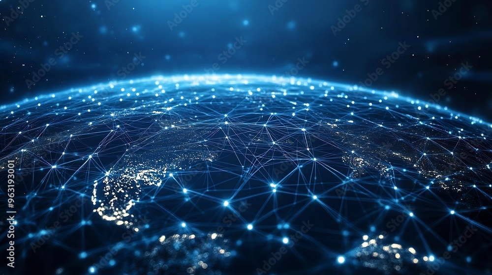 Poster Global communication network concept Worldwide business IoT Internet of Things concept : Generative AI