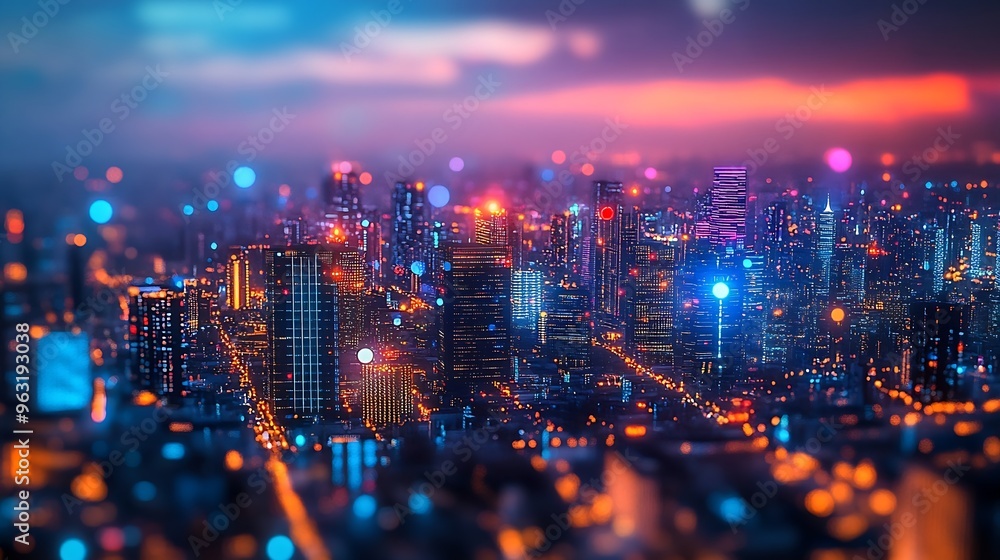 Aufkleber Smart city and digital transformationBig data connection technology Telecommunication and communication network concept : Generative AI