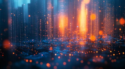 Smart city and abstract dot point connect with gradient line big data connection technology concept : Generative AI