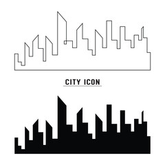 City silhouette vector set. Panorama city background. Skyline urban border collection. Isolated on white background in eps 10.