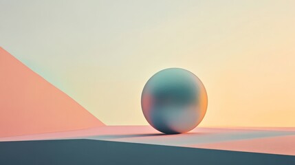 Abstract geometric sphere on pastel background