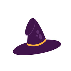 Witch hat flat icon isolated on white background. Vector illustration.