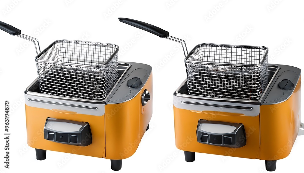 Poster depth of field in clipping path for deep fryers - deep fryers isolated with clear focus