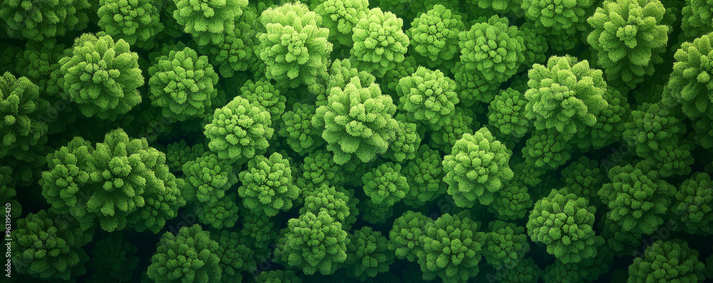 Aufkleber close-up view of vibrant green fractal structures, showcasing intricate natural patterns and texture