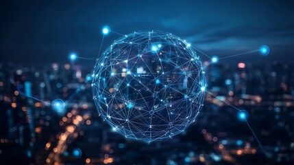 Advanced communication and global internet network connection in smart city  Concept of future 5G wireless digital connecting and social media networking : Generative AI