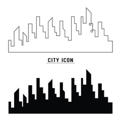 Fototapeta premium City silhouette land scape. City landscape. Downtown landscape with high skyscrapers. Panorama architecture Goverment buildings illustration in eps 10.